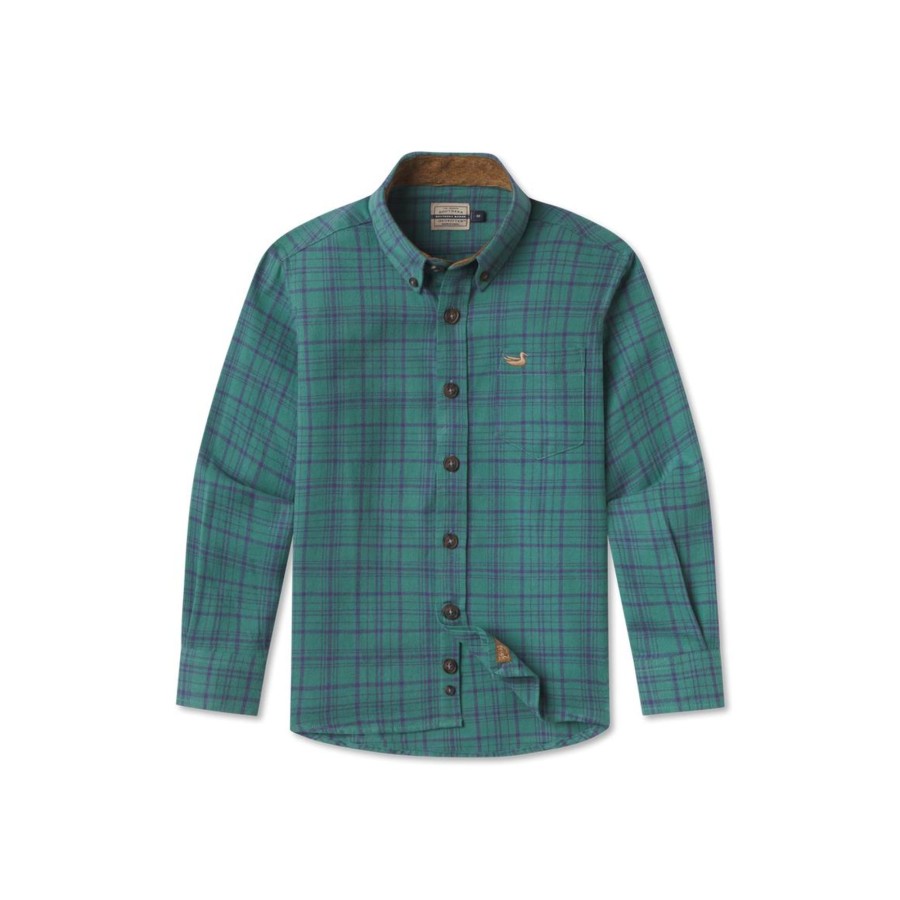 Youth Southern Marsh Dress Shirts | Youth Cannon Flannel Dark Green And Navy