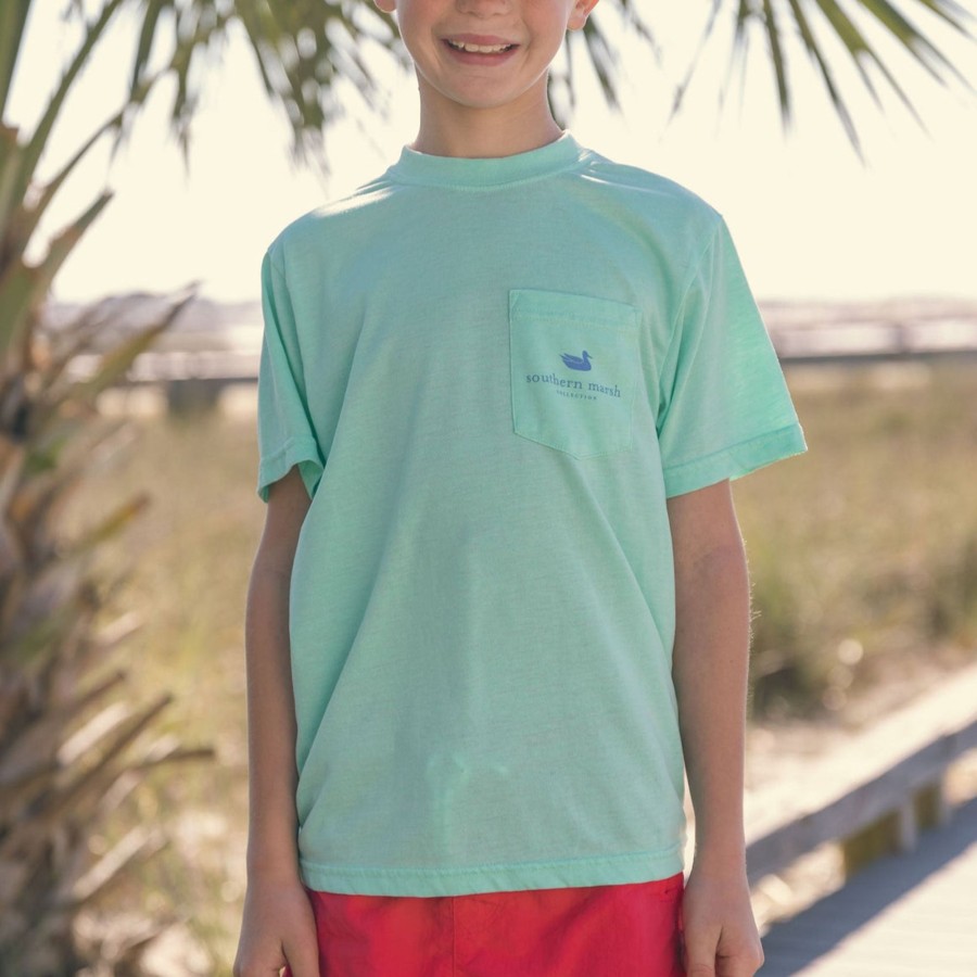 Youth Southern Marsh Seawash Tees | Youth Seawash Tee - Distant Shores Bimini Green