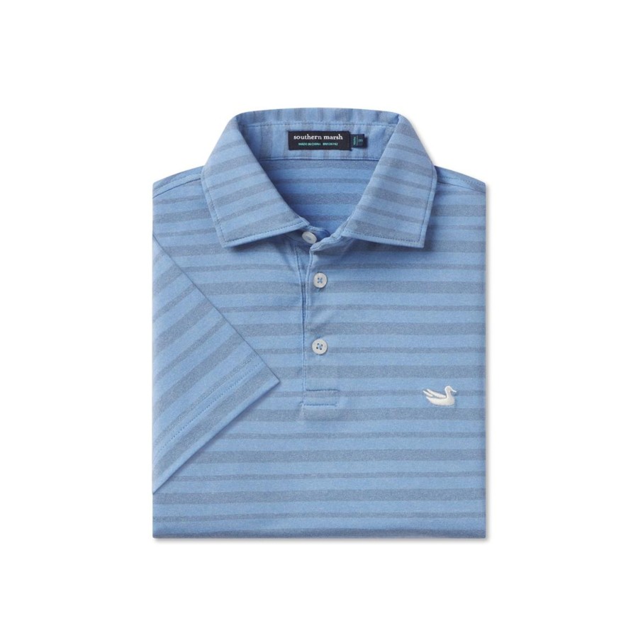 Youth Southern Marsh Polos | Youth Brunswick Heather Performance Polo French Blue