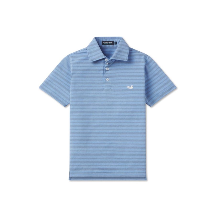 Youth Southern Marsh Polos | Youth Brunswick Heather Performance Polo French Blue