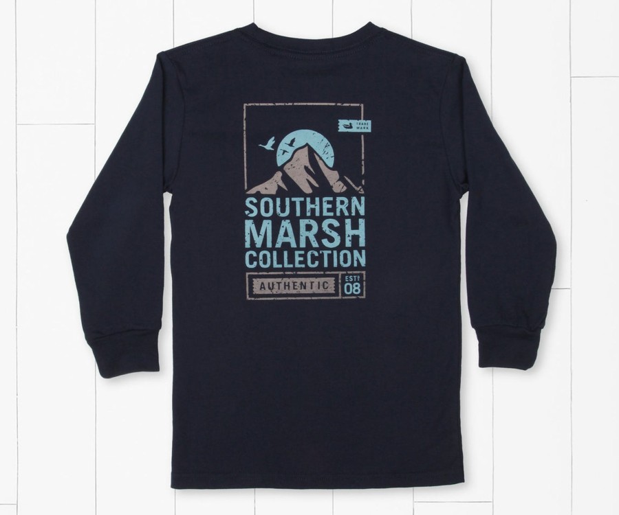 Youth Southern Marsh Original Long Sleeve Tees | Youth Branding Collection Tee | Summit Poster | Long Sleeve Navy