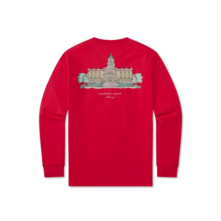 Men'S Southern Marsh Original Ls Tees | Southern Cities Tee - Athens - Long Sleeve Red