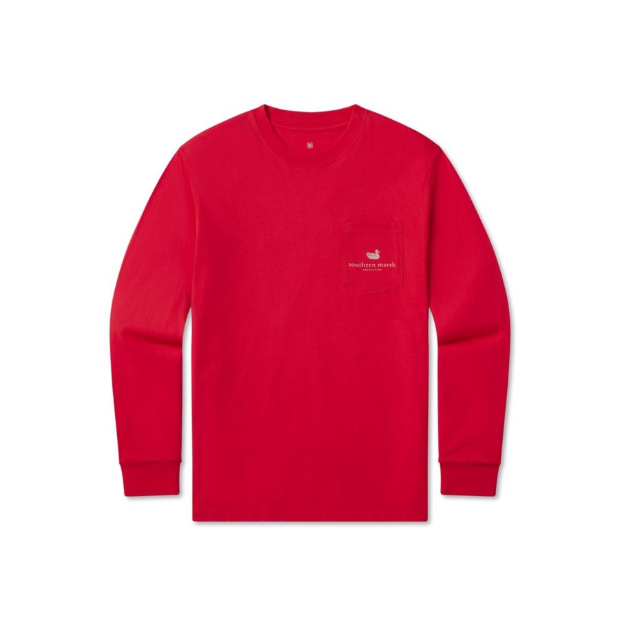 Men'S Southern Marsh Original Ls Tees | Southern Cities Tee - Athens - Long Sleeve Red