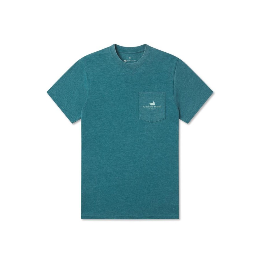 Women'S Southern Marsh Seawash Tees | Seawash Tee | Woodcut Canoe Dark Green