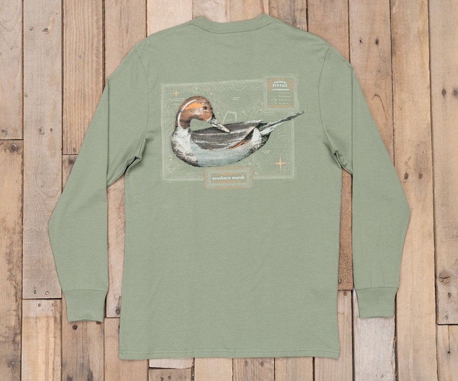 Men'S Southern Marsh Original Ls Tees | Vintage Decoy Pintail Tee - Long Sleeve Bay Green