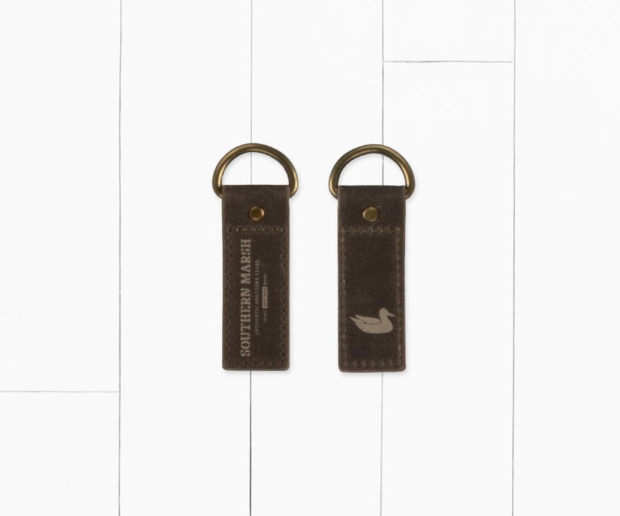 Accessories Southern Marsh Luggage & Travel | Waxed Canvas Key Fob Dark Brown