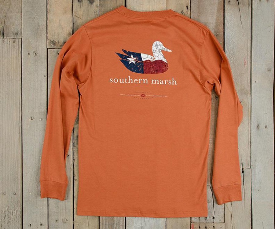 Women'S Southern Marsh Original Long Sleeve Tees | Authentic Heritage Tee | Texas | Long Sleeve Burnt Orange