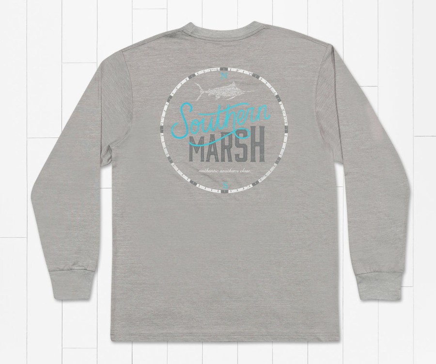 Men'S Southern Marsh Performance Long Sleeve Tees | Fieldtec Heathered Performance Tee | Marlin Time | Long Sleeve