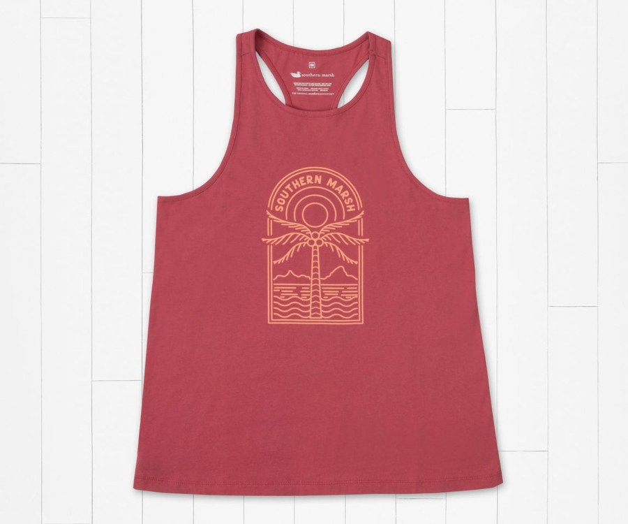 Women'S Southern Marsh Tanks | Maui Racerback Tank - Palm