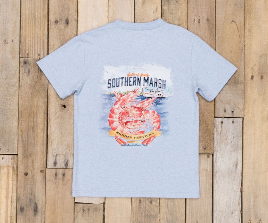 Youth Southern Marsh Original Tees | Youth Festival Series Tee | Shrimp Washed Sky Blue Heather