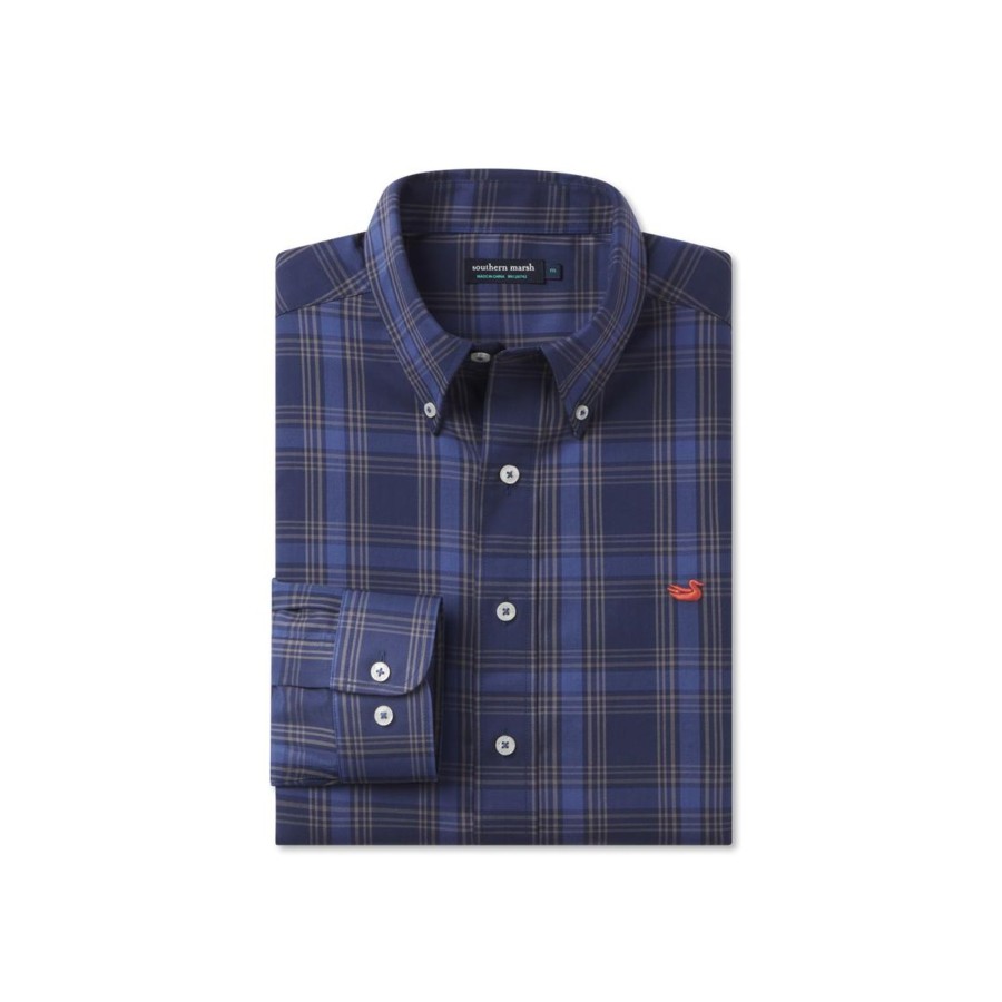 Men'S Southern Marsh Relaxed | Tupelo Windowpane Dress Shirt