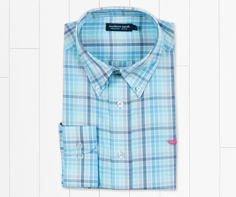 Men'S Southern Marsh Relaxed | Mansur Windowpane Dress Shirt