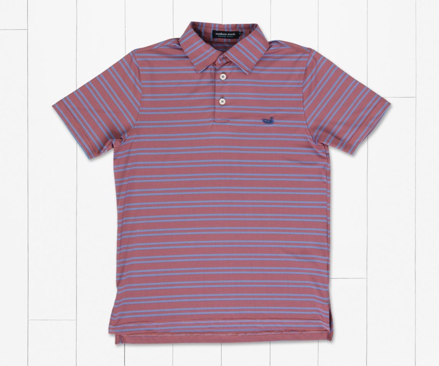 Youth Southern Marsh Polos | Youth Bermuda Performance Polo - Naples Stripe