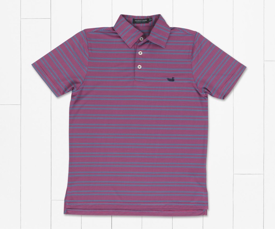 Youth Southern Marsh Polos | Youth Bermuda Performance Polo - Naples Stripe