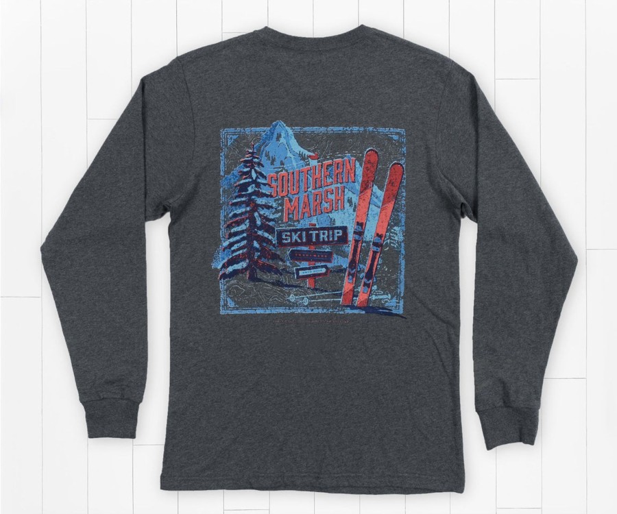 Men'S Southern Marsh Original Ls Tees | Ski Trip Tee | Long Sleeve Midnight Gray