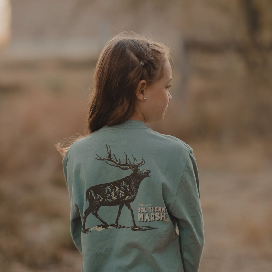 Youth Southern Marsh Original Long Sleeve Tees | Youth Starry Silhouette Tee - Elk - Long Sleeve Burnt Sage