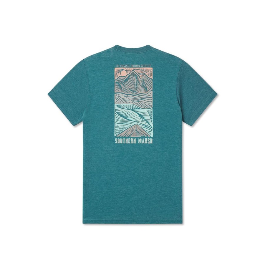 Men'S Southern Marsh Seawash Tees | Seawash Tee | Woodcut Canoe Dark Green