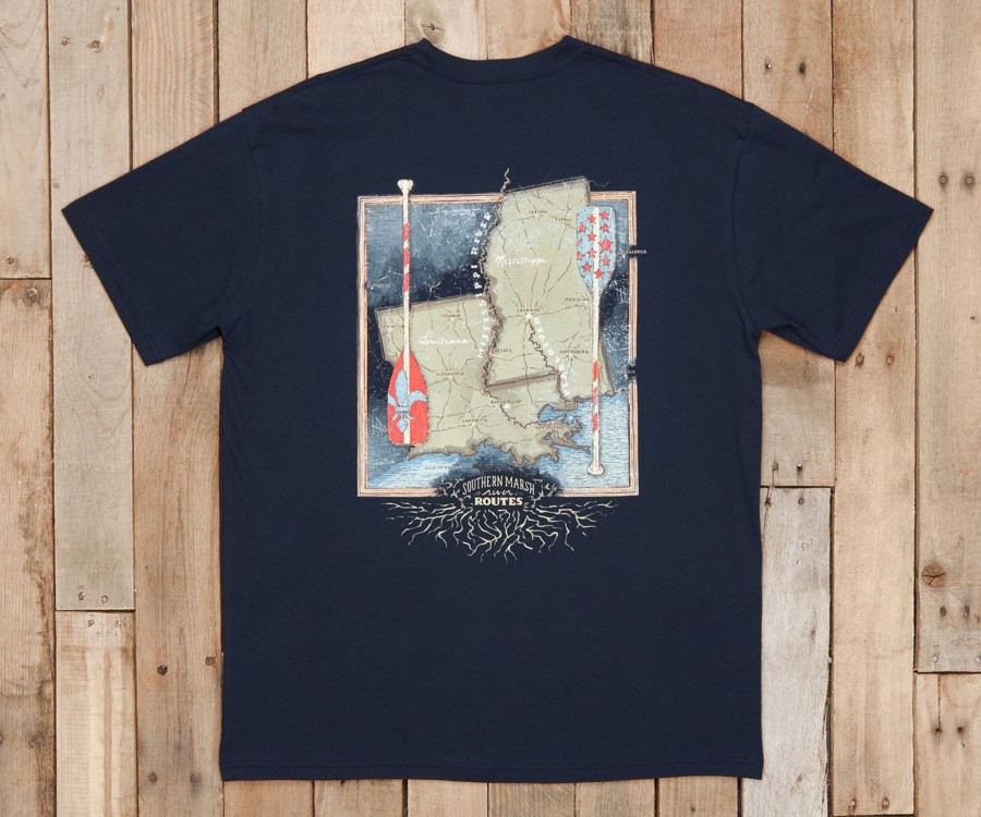 Men'S Southern Marsh Original Ss Tees | River Route Collection Tee - Louisiana & Mississippi