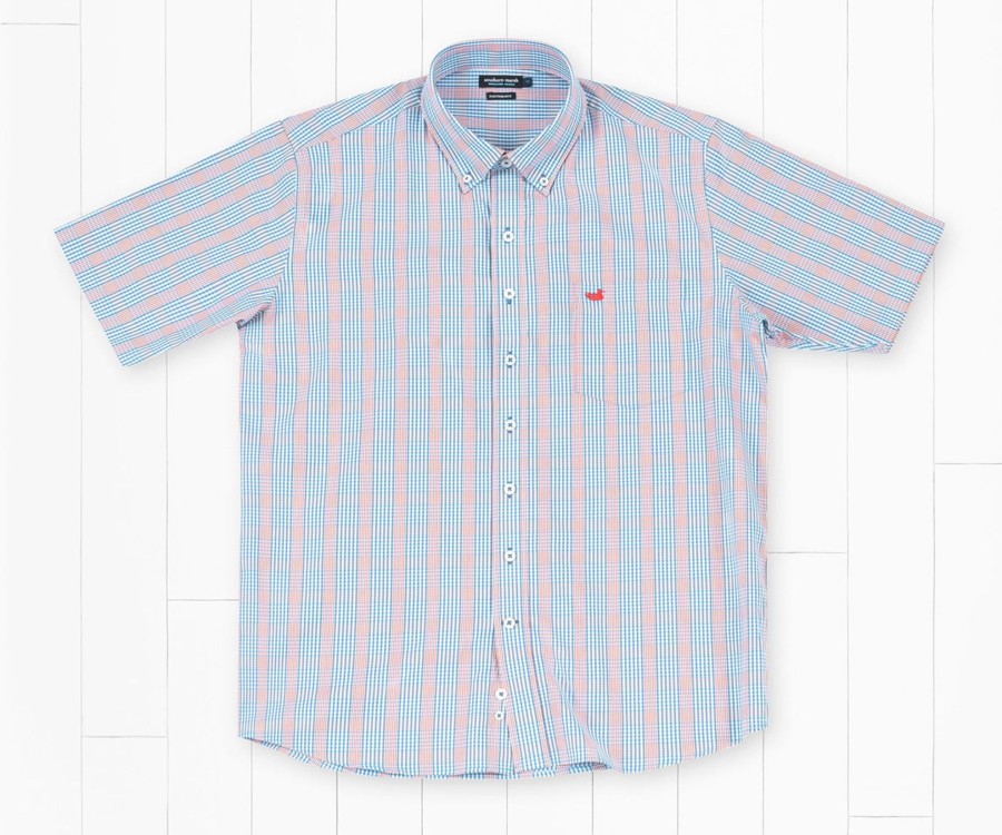 Men'S Southern Marsh Short Sleeve | Franklin Performance Gingham Dress Shirt | Short Sleeve