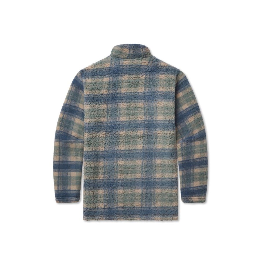 Men'S Southern Marsh Pullovers And Sweaters | Andover Plaid Sherpa Pullover Tan And Slate