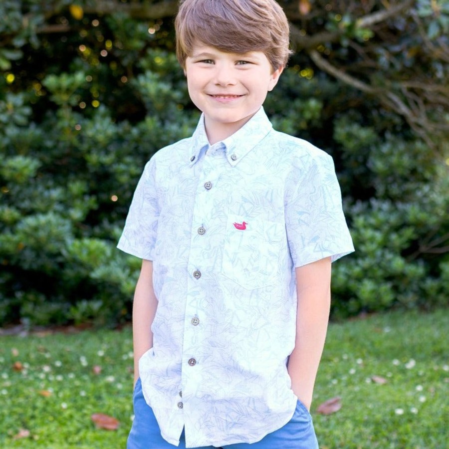 Youth Southern Marsh Dress Shirts | Youth Island Linen Shirt | Flamingos