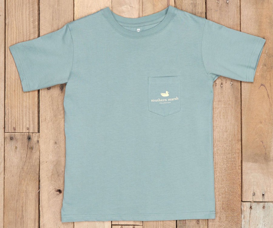 Youth Southern Marsh Original Tees | Youth River Route Collection Tee - Paddles Burnt Sage