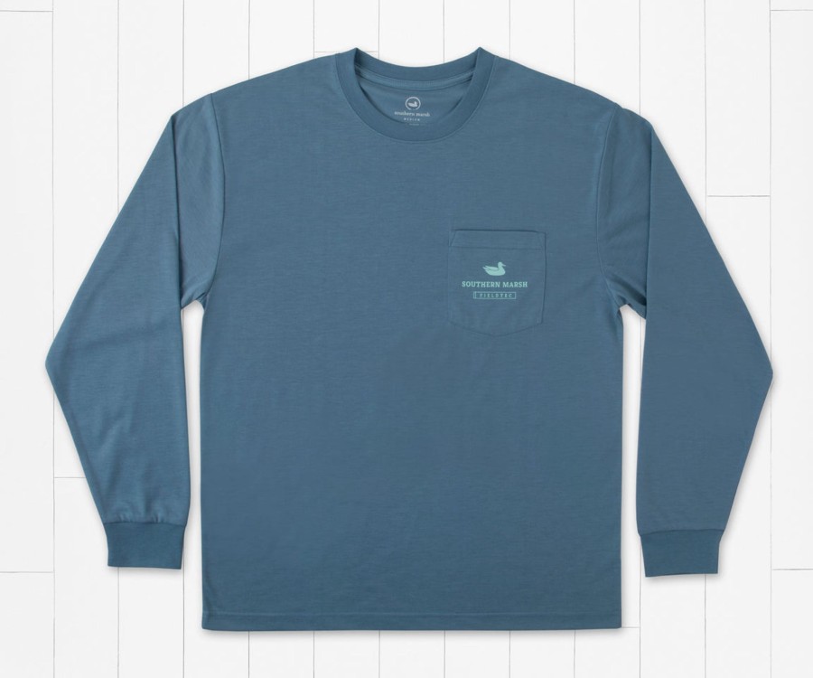 Men'S Southern Marsh Fishing Shirts | Fieldtec Comfort Tee - Trademark Fly - Long Sleeve Slate