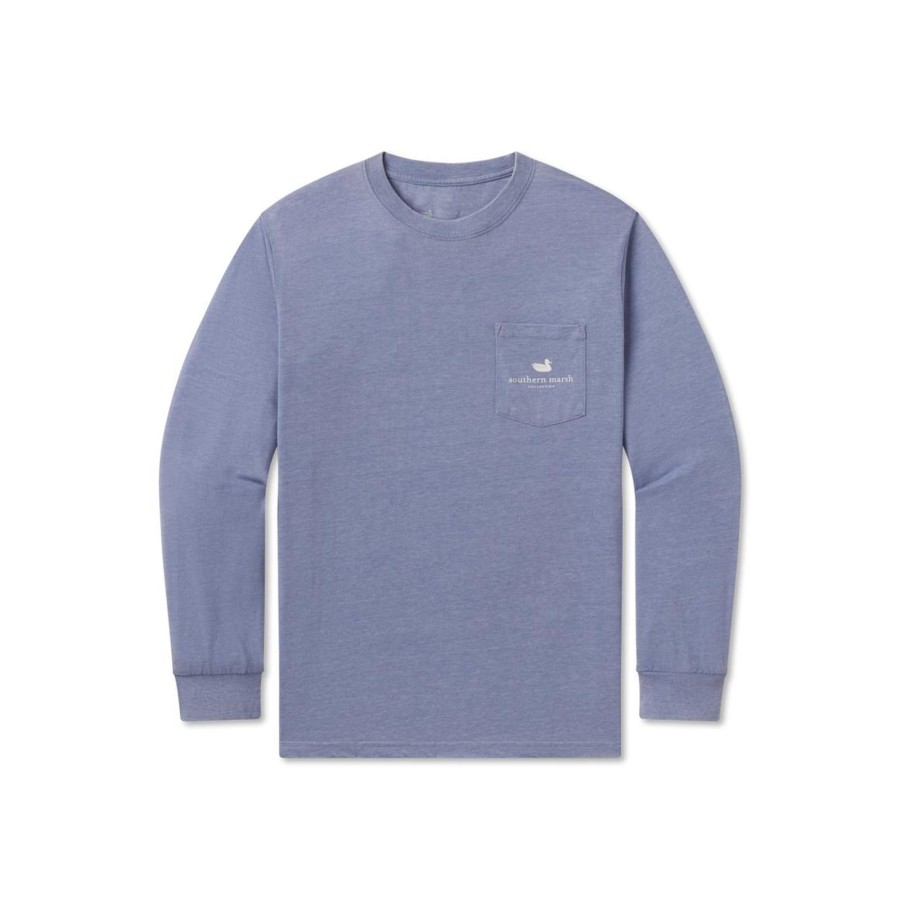 Youth Southern Marsh Seawash Long Sleeve Tees | Youth Seawash Tee | Duck Trio | Long Sleeve Seawash Washed Blue