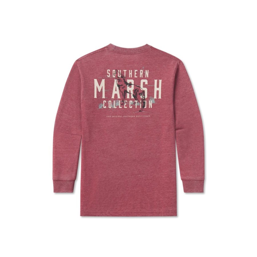 Youth Southern Marsh Seawash Long Sleeve Tees | Youth Seawash Tee | Etched Howl | Long Sleeve Crimson