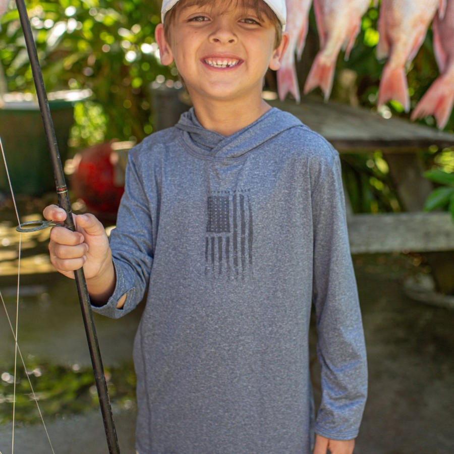 Youth Southern Marsh Pullovers And Sweaters | Youth Fieldtec Featherlight Hoodie - American Waters Navy