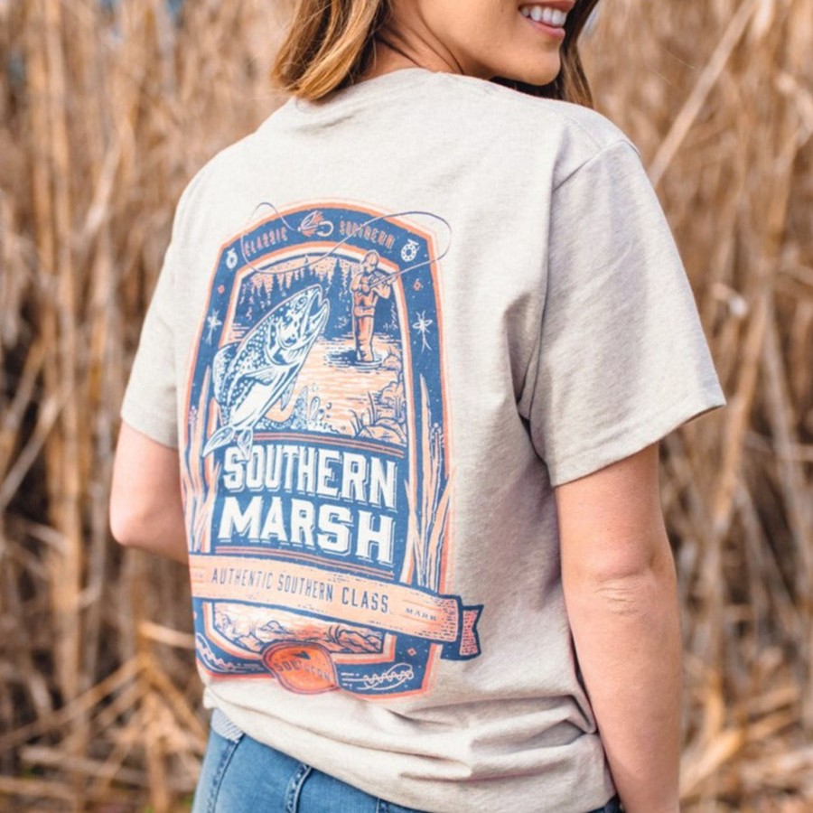 Women'S Southern Marsh Original Tees | Genuine Tee | Fly Fishing Washed Oatmeal