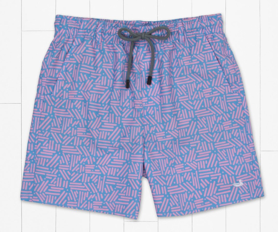 Youth Southern Marsh Swim Trunks | Youth Dockside Swim Trunk - Dots & Lines