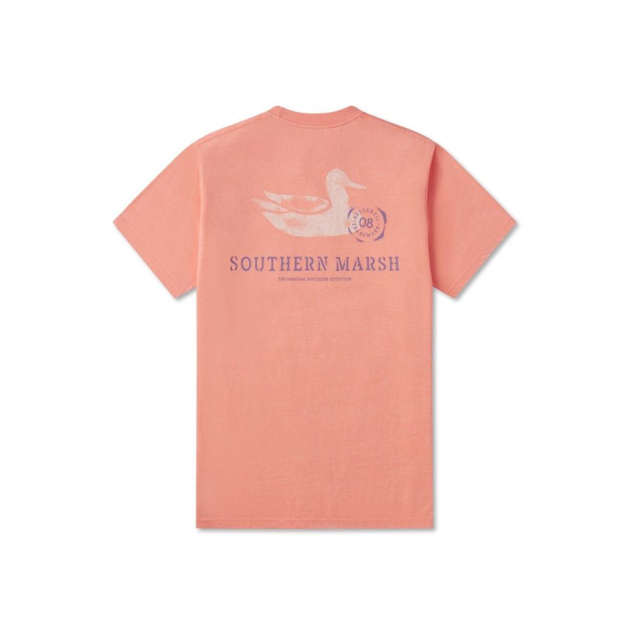 Men'S Southern Marsh Seawash Tees | Seawash Tee - Stamped Duck Peach