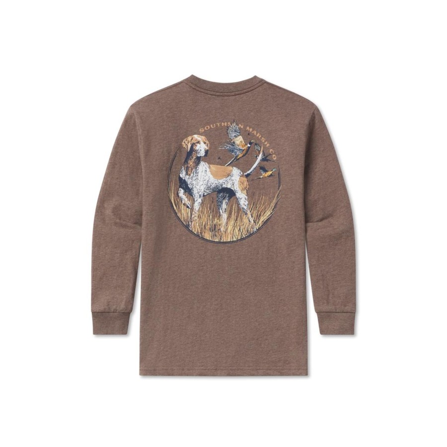 Youth Southern Marsh Original Long Sleeve Tees | Youth Gun Dog Collection - Pointer - Long Sleeve Washed Dark Shale