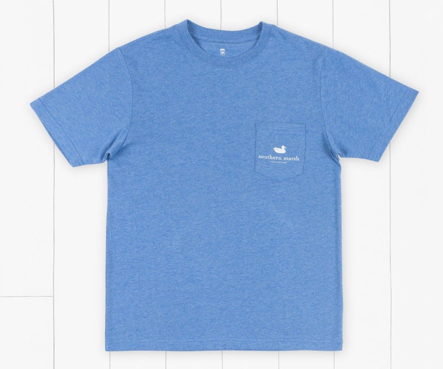 Youth Southern Marsh Original Tees | Youth Relax & Explore Tee | Axe Washed Oxford Blue