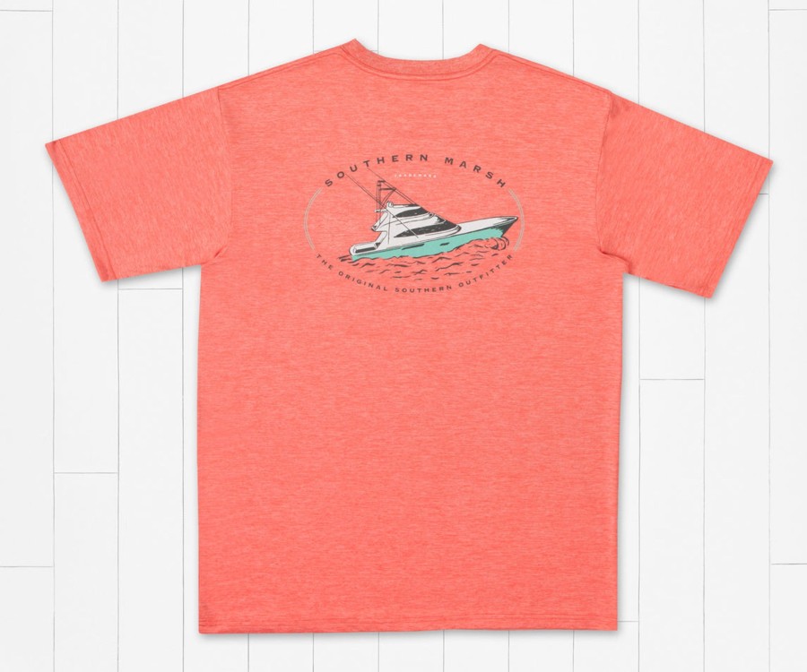 Women'S Southern Marsh Performance Tees | Fieldtec Heathered Tee - Deepsea