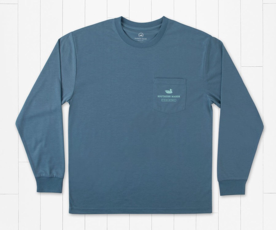 Men'S Southern Marsh Performance Long Sleeve Tees | Fieldtec Comfort Tee - Trademark Fly - Long Sleeve Slate