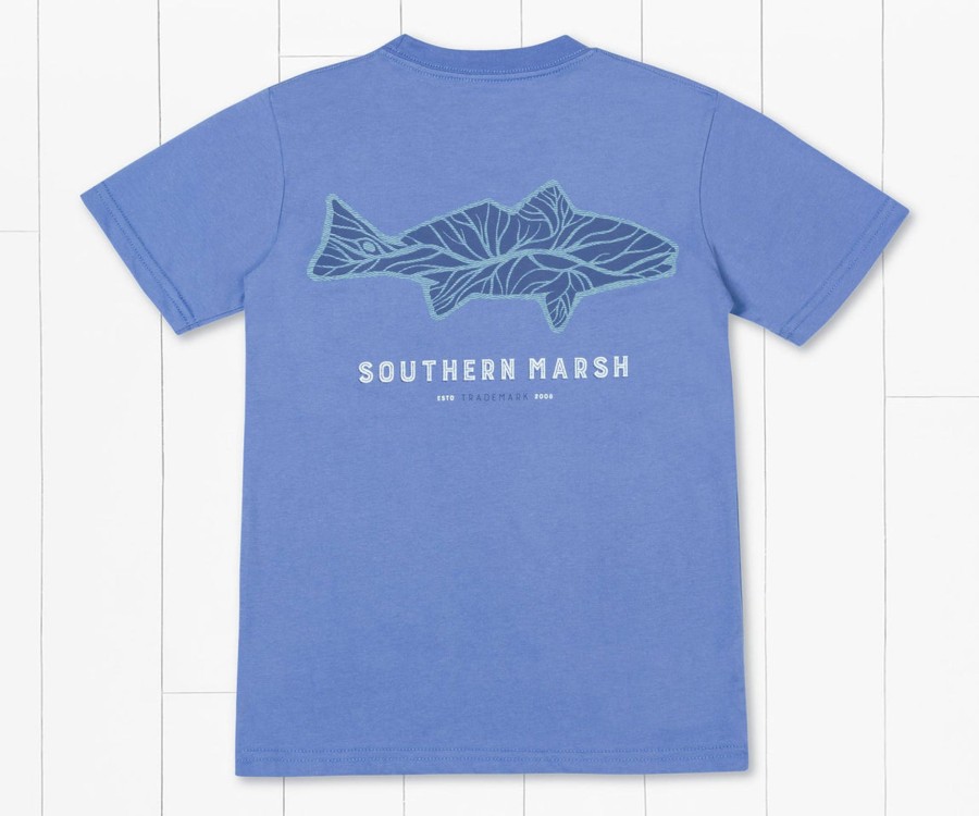 Youth Southern Marsh Original Tees | Youth Delta Fish Tee Oxford Blue