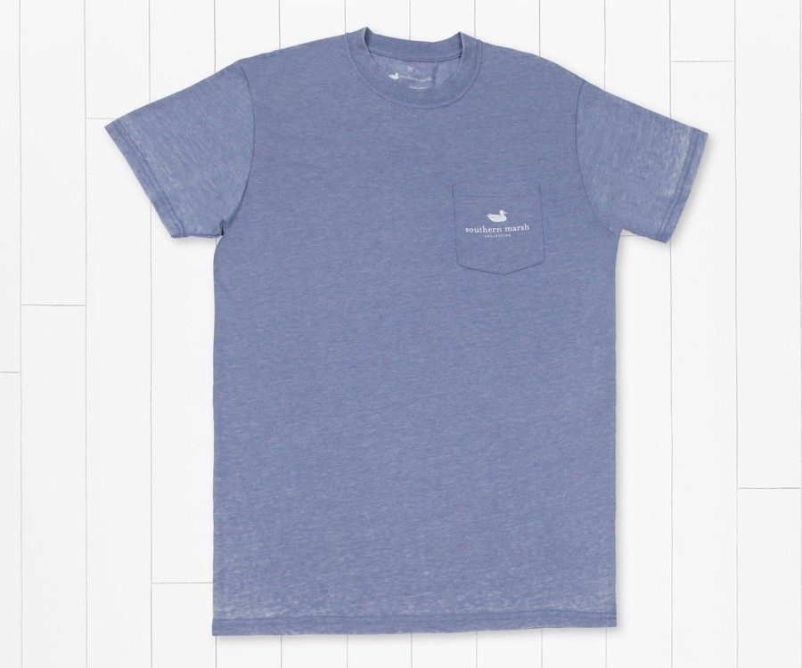 Men'S Southern Marsh Seawash Tees | Seawash Tee | Duck Trio Seawash Washed Blue